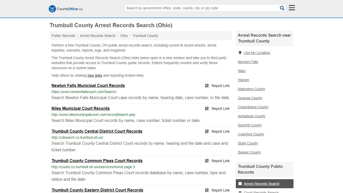 Arrest Records Search - Trumbull County, OH (Arrests ...